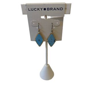 Diamond Shaped Faux Turquoise Drop Earrings